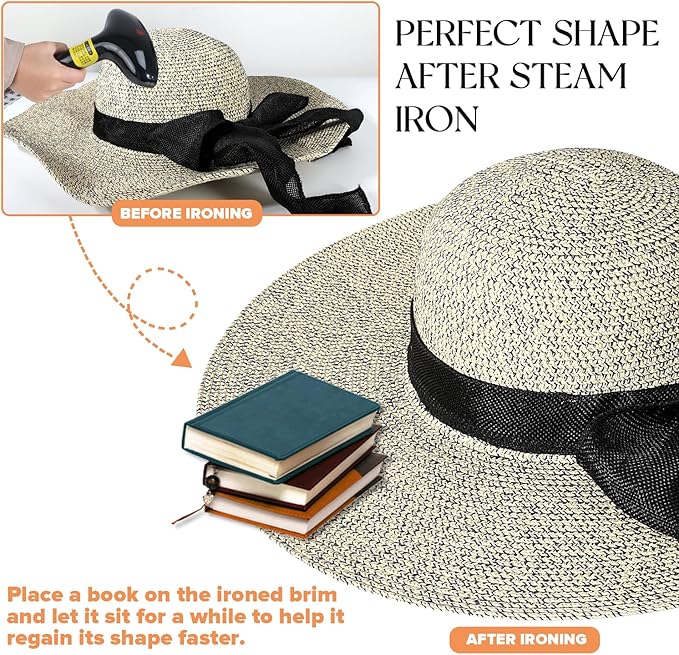 Beach Sun Hats for Women,Wide Brim Straw Hat Floppy Packable UPF 50+ UV Protection with for Summer