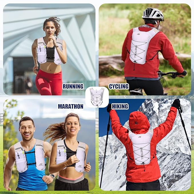 Running Vest for Women & Men, 6L Hydration Backpack with 2L Water Bladder, Lightweight Water Backpack for Trail Running, Marathon, Hiking, Cycling, Jogging, Adjustable Fit