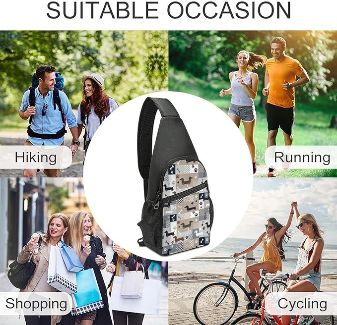 SWEET TANG Large Capacity Sling Chest Bag Backpack, Fashion Daypack Dachshund Wiener Dogs, Cross Body Funny Shoulder Sack with Adjutable Strap for Men Women Travel