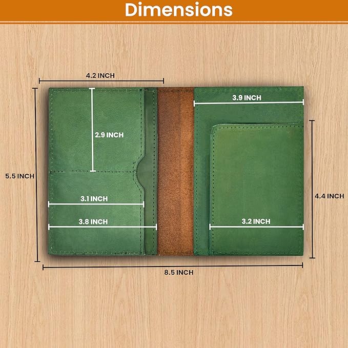 LEATHER VILLAGE Leather Passport Holder Cover – Travel Wallet with Card Slots, Vintage Passport Case for Men & Women – Cute Organizer for Travel Accessories & Documents - Green