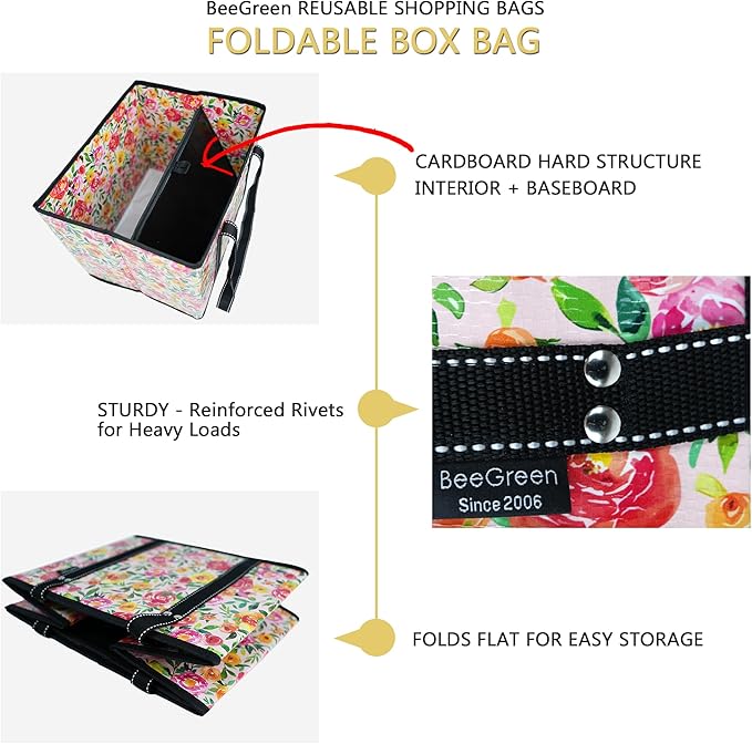 BeeGreen Large Waterproof Reusable Bags Christmas Heavy Duty Shopping Tote for Groceries Pool Gift with Webbing Handles