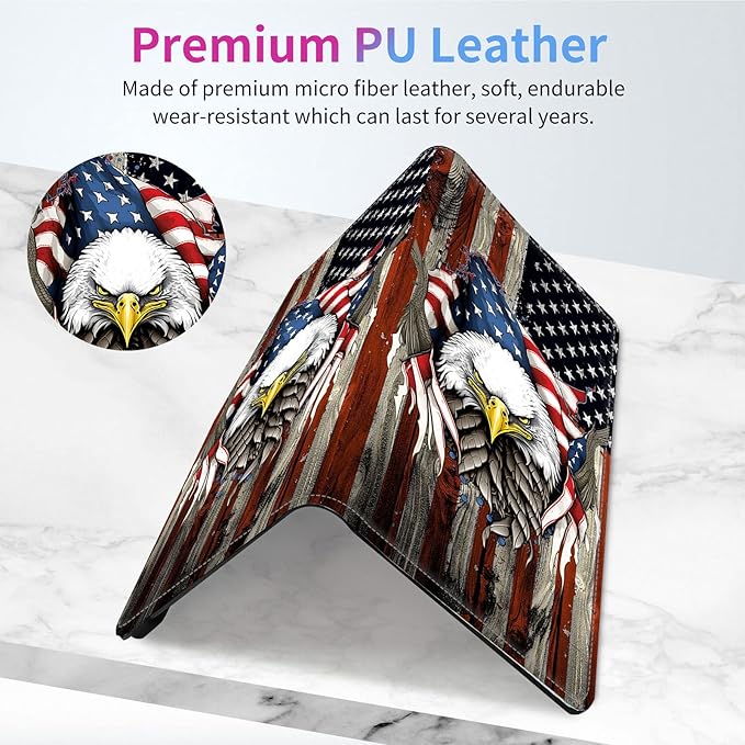 Car Registration and Insurance Holder,Leather Insurance License and Registration Card Holder for Car Glove Box, Auto Truck Document Holder Organizer for Men Women-Eagle on American Flag