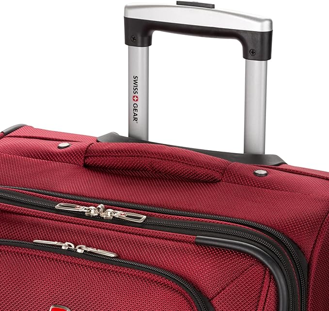 SwissGear Sion Softside Expandable Luggage, Burgundy, Checked-Medium 25-Inch