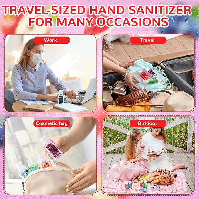 Frienda 24 Pcs Mini Hand Sanitizers Bulk Travel Size Scented Hand Sanitizers 1 Fl oz Lavender Vanilla Assorted Floral Scents for Guests Christmas Stocking Stuffers Nurse Coworker Teacher Office Gifts