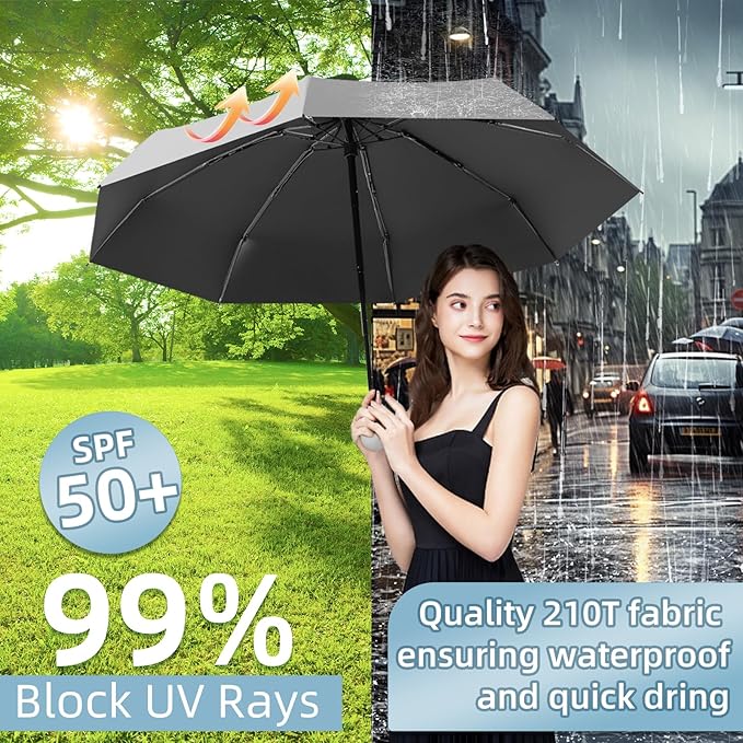 Travel Mini Compact Folding Umbrella with Case - UV Sun & Rain Protection, Lightweight Portable Pocket Umbrella for Women Men Kids, Fits Purse Backpack