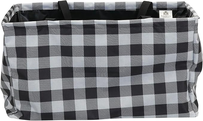 Household Essentials Black and White Plaid Krush Container All-Purpose Utility Tote