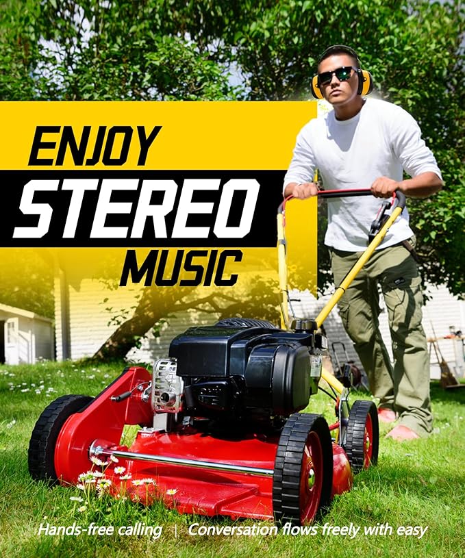 ZOHAN EM037 Bluetooth Hearing Protection,30dB SNR Noise Reduction Ear Protection with 1500mAh Rechargeable Battery,Headphones with 40H playtime for Mowing, Snowblowing, Construction,Workshops