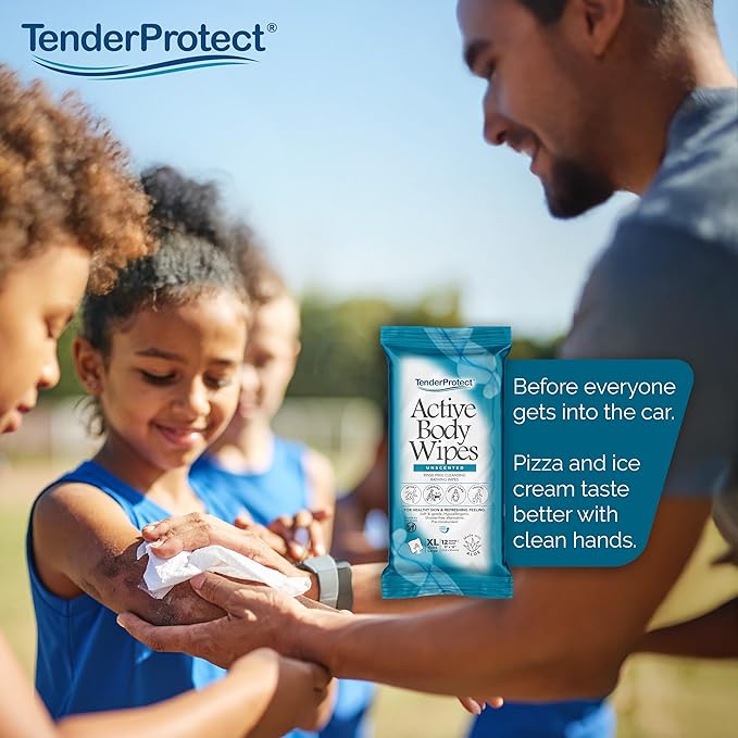 Active Body Wipes, XL Rinse-Free Shower Wipe for Adults, 9" x 12" Extra Large, Aloe, No Rinse Bath Wash Cloth - Gym, Sports, Travel, Camping, Elderly Care, Portable (Case of 576)
