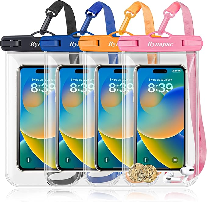 Waterproof Phone Pouch Bag - 8.5in WaterProof Cell Phone Case for Beach Travel Must Haves, Waterproof Phone Holder with Lanyard for iPhone 16 15 Pro Max Galaxy S24 S23 Ultra Pixel 8, Cruise Essentials