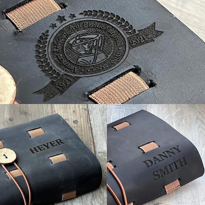 HARDISTON Custom Genuine Leather Electronic Cable Organizer Bag Handmade Travel Cord Organizer Roll Case for Hard Drives, Cables, Charger, Phone, USB, SD Card (Large - Black)