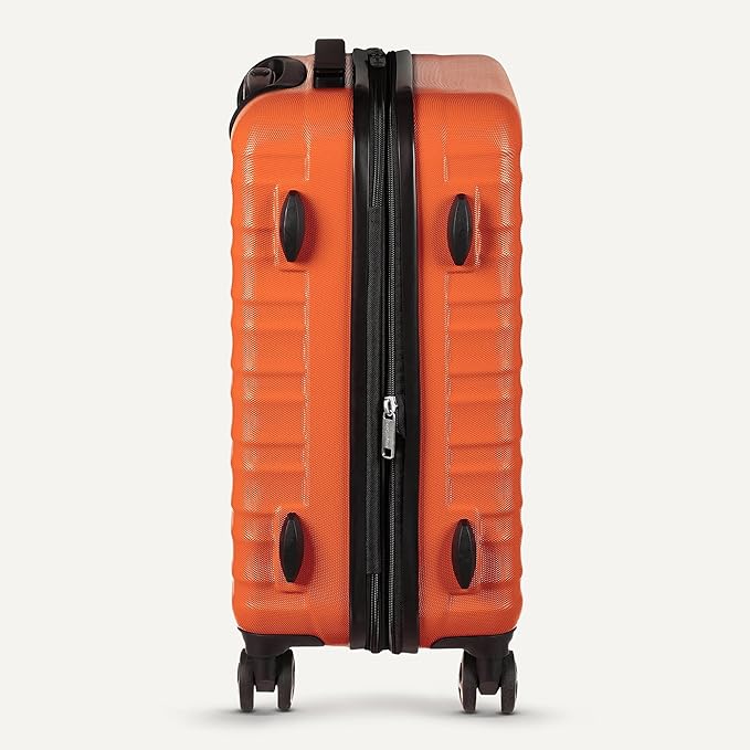 Amazon Basics 21" Hardside Carry-On Luggage, Hardshell Suitcase With Wheels, Expandable For Up to 25% More Space, With Scratch-Resistant Surface, Four Multi-directional Wheels, Orange