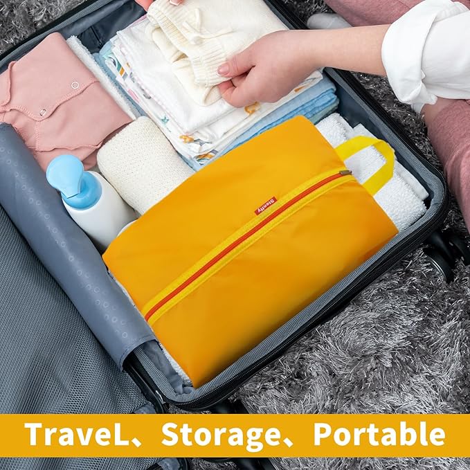 6pcs Portable Shoe Organizer, Travel Pouches with Zipper, Golf Shoe Bags, Clothes Bags, Soccer Cleats Bag Shoe Pouch for Gym, Waterproof, Odor-Resistant (Orange)