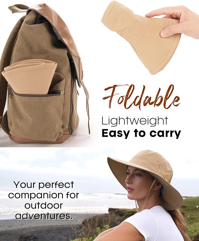 FURTALK Sun Hats for Women with Ponytail Hole Men Beach Hiking UPF 80+ Foldable Hiking Summer UV Protection Bucket Hats