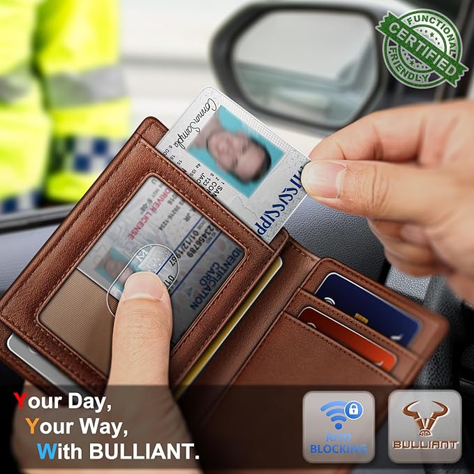 BULLIANT Slim Wallet For Men 12Cards,Magnetic Flip Build-in Money Clip Airtag Compatible-RFID Blocking