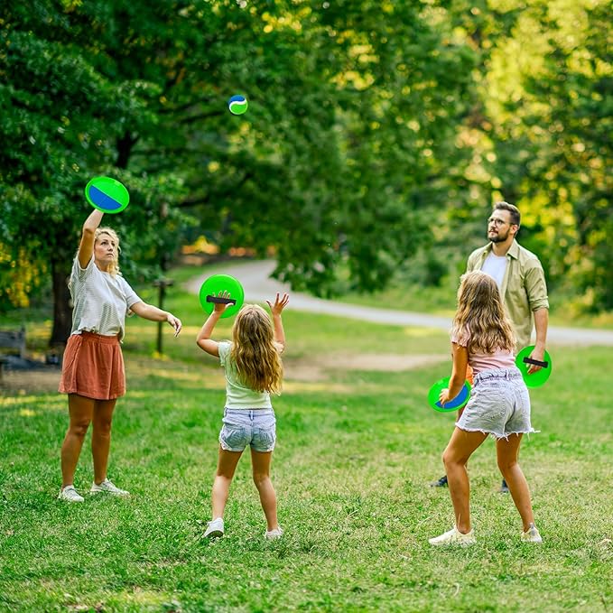 PlayZap Toss and Catch Ball Set Ultra Sturdy ABS - Family Games Christmas Stocking Stuffers Gift for Toddlers Kids Teens Boys Girls 3-5 5-8 8-13+ Yrs - Baseball Toys for Beach Pool Yard Outdoor 4 Pack