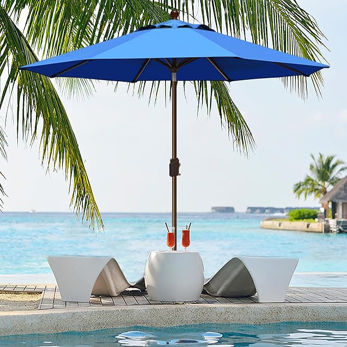 EliteShade USA 10-Year-Non-Fading 9Ft Market Umbrella Patio Umbrella Outdoor Table Umbrella with Ventilation,Royal Blue