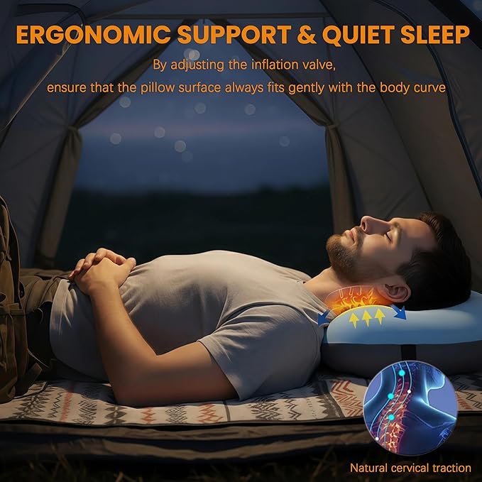 2 Packs Inflatable Neck Pillow for Travel Camp Beach Cruise Essentials Carnival Ship Must Have Deployment Accessories Airplane Attendant Stuff Travel Sheet Cute Small Safety Packable Flight Needs