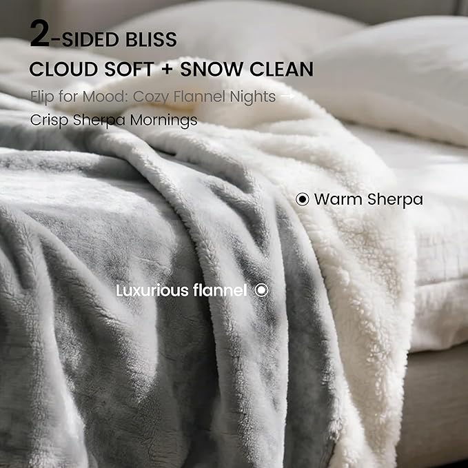 gogobunny Waterproof Blanket for Bed Couch Sofa, Liquid Pee and Fur Proof Pet Blanket for Dog Puppy Cat, Reversible Sherpa Fleece Throw Blanket Furniture Cover Protector (Grey, 50x60 inches)