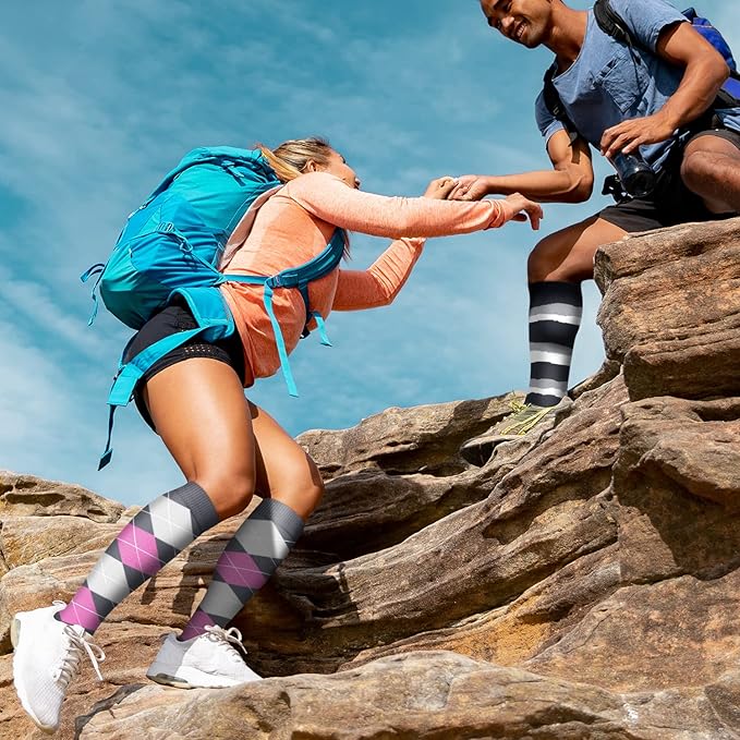 Copper Compression Socks for Women and Men(6 Pairs)-Best Support for Running, Athletic, Nursing, Travel