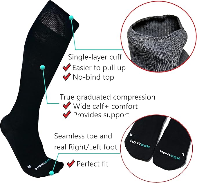 Big and Tall Compression Socks Sizes L to 8XL, Comfortable Knee High Socks for Men and Women