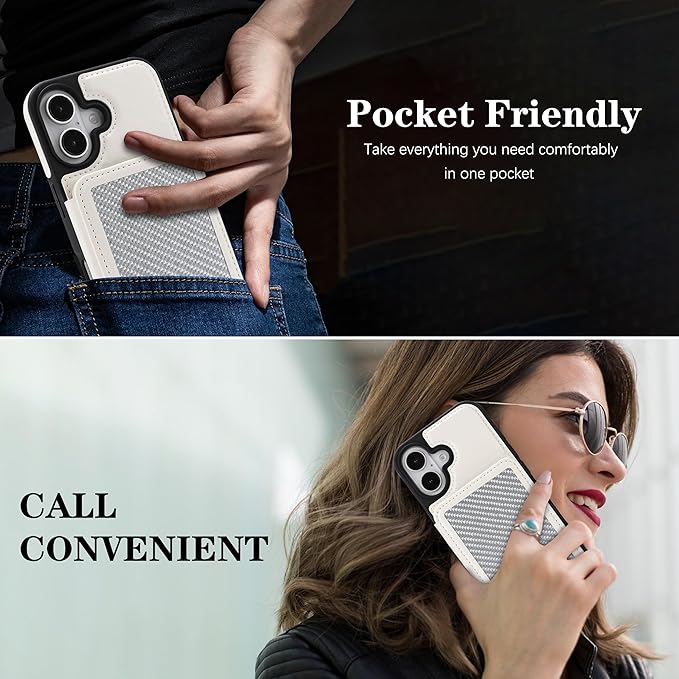 GUERNICA for iPhone 17 (6.1") Case Wallet with Card Holder, RFID Blocking Leather Protection, Shockproof Women Men Phone Case for Apple 17, A - Silver White