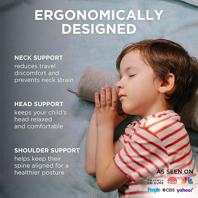 Dot&Dot Twist Memory Foam Kids Travel Pillow for Airplanes - Kids Neck Pillows for Travel, Sleeping - Airplane Pillow for Neck Support, Chin, Lumbar, Leg - Adjustable Toddler Neck Pillow for Car Seat
