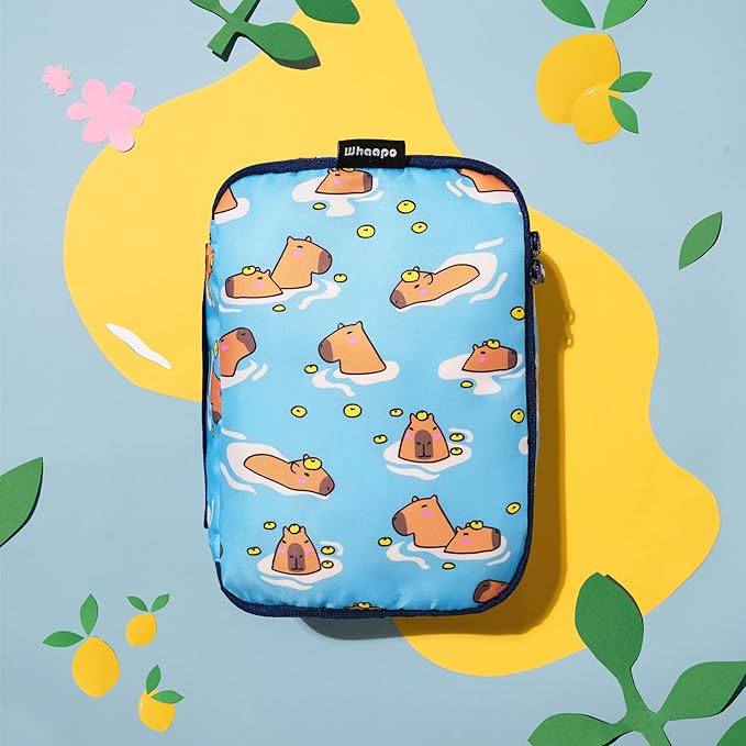 4 Pieces Capybara Cute Packing Cubes - Travel Organizer - Suitcase Organizers for Carry On Luggage - Kids And Diaper Bag - Fun Accessories - Drawstring Laundry Bag