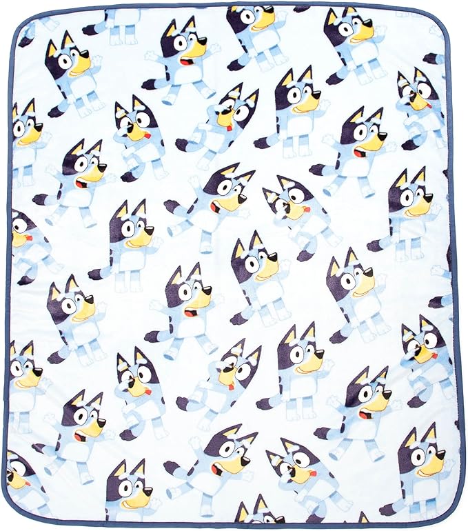 Jay Franco Bluey Kids Travel Set - 3 Piece Set Includes 40 x 50 Throw Blanket, Eye Mask, and Neck Pillow - Super Soft & Cozy Travel Accessories