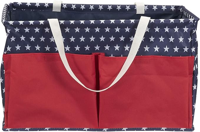 Household Essentials Red, White, and Blue Krush Container All-Purpose Utility Tote with Pockets