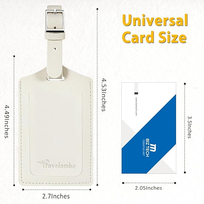 Travelambo 26 Pack Luggage Tags Faux Leather for Suitcases Travel Bag Labels with Protection Cover ID (Ivory)