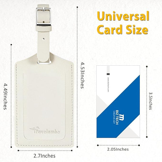 Travelambo 26 Pack Luggage Tags Faux Leather for Suitcases Travel Bag Labels with Protection Cover ID (Ivory)