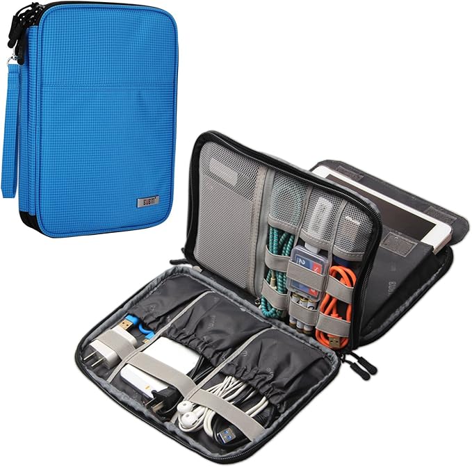 BUBM Electronic Accessories Organizer, Travel Gadget Bag for Cables, Blue