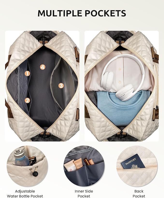 Vogewood Birthday Gifts for Women-Initial Duffle Bag with Shoe Compartment, Personalized Weekender Bag, Monogram Overnight Bag, Letter Travel Bag with Makeup Bag，Preppy Gifts for Girl (Letter V)