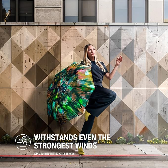 Knirps T.200 Duomatic Compact Rain Umbrella in Peacock Green – Wind Tunnel Tested to 93 mph, Aluminum Steel Fiberglass Frame, 38in Canopy, OEKO-TEX, High-Performance Automatic Travel Umbrellas