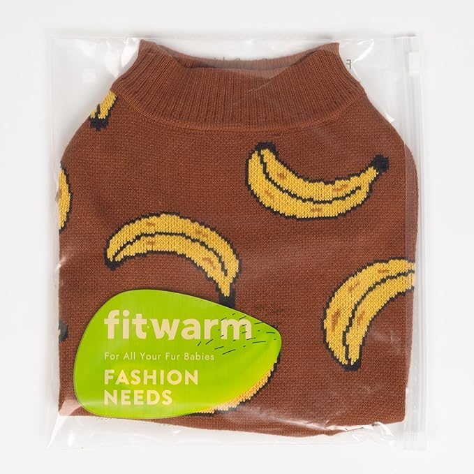 Fitwarm Banana Dog Sweater, Thermal Dog Winter Clothes for Small Dogs Boy Girl, Pet Outfit, Brown, Yellow, Large