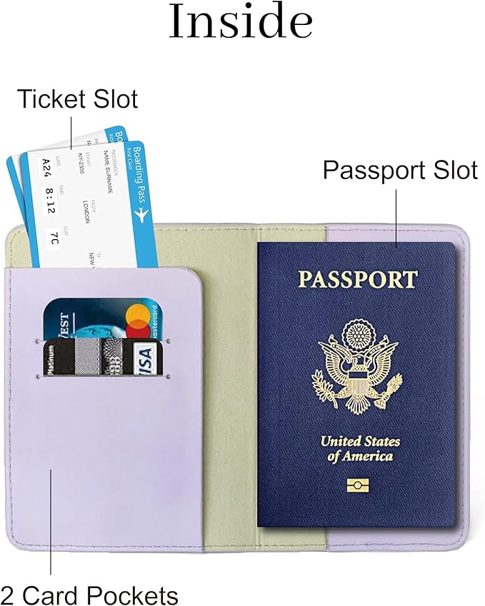 PU Leather Passport Holder Covers Case, Waterproof Rfid Blocking Travel Wallet Passport Holder(Lavender Mist)