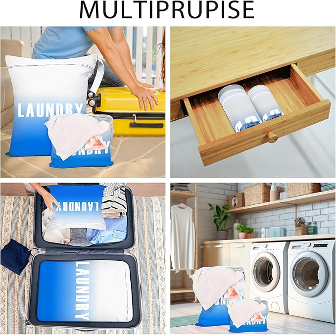 2 Pcs Large Travel Laundry Bags - Waterproof Wet Dry Bags for Gym Clothes, Swimming, Yoga (Blue)