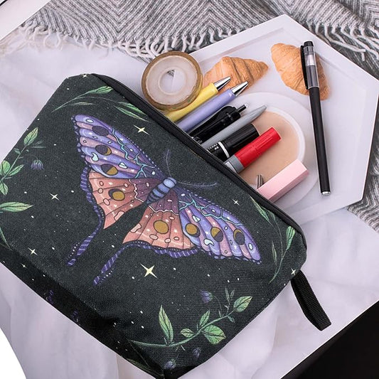 Cute Animal Lovers Gifts Butterfly Cosmetic Bag Makeup Pouch with Zipper (purple butterfly)