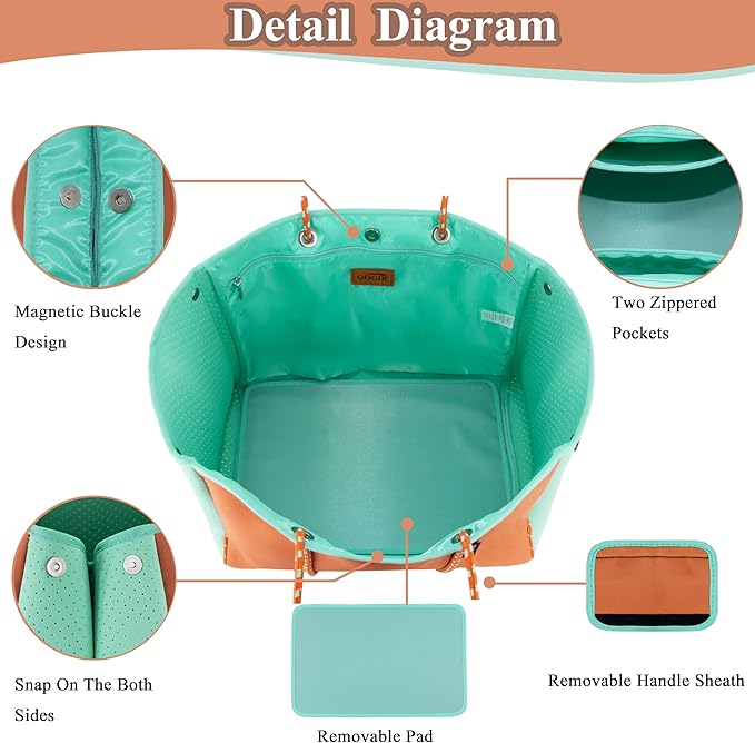 QOGiR Neoprene Multipurpose Beach Bag Tote with Inner Zipper Pocket … … … …