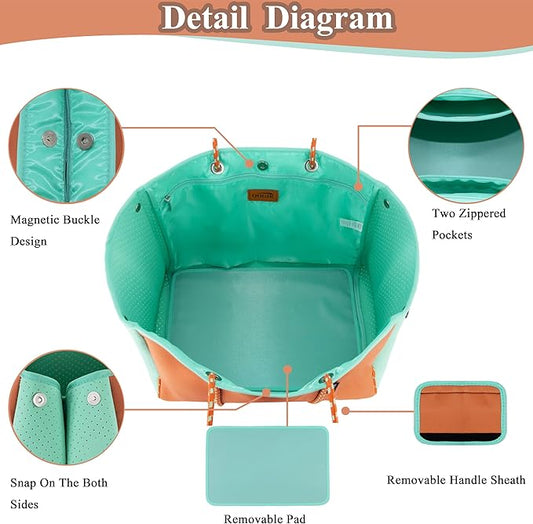 QOGiR Neoprene Multipurpose Beach Bag Tote with Inner Zipper Pocket … … … …