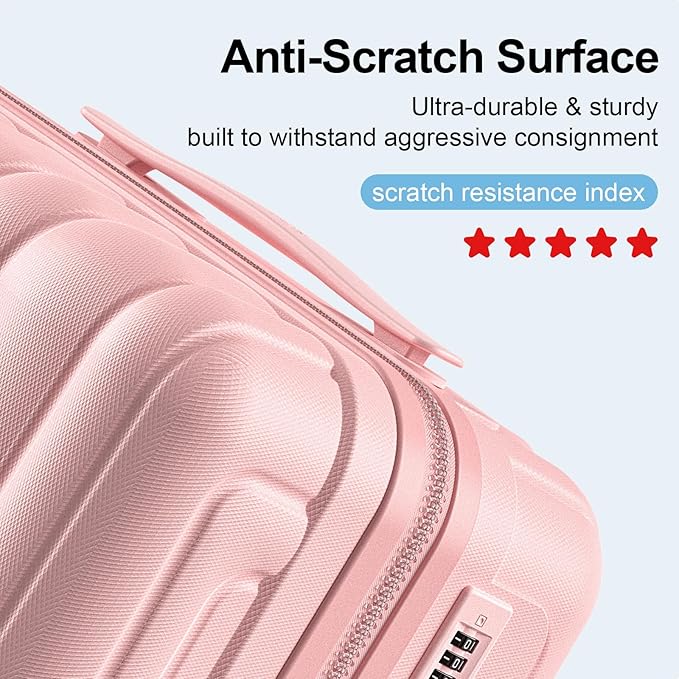 MGB Carry On Luggage 22x14x9 Airline Approved, Hardside Carry-on Luggage with Spinner Wheels & TSA Lock, Scratch-Resistant PC Lightweight Suitcase for Travel with Adjustable Telescopic Handle
