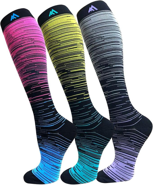 FuelMeFoot 3 Pack Copper Compression Socks - Compression Socks Women & Men Circulation - Best for Medical,Running,Athletic