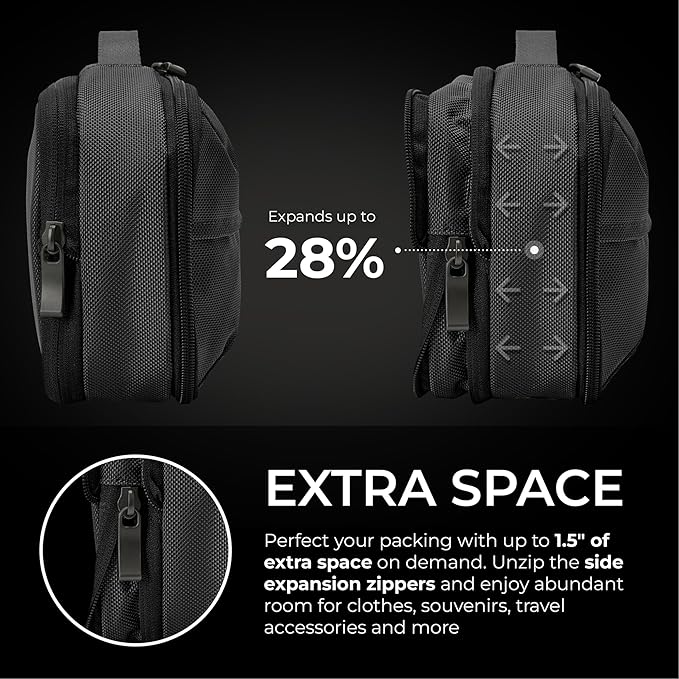 Briggs & Riley Expandable Essentials Kit - Toiletry Travel Bags for Women & Men, Organizer for Vacation, Compact Dopp Kit for Bathroom Accessories, Makeup, & Skincare - Baseline Collection