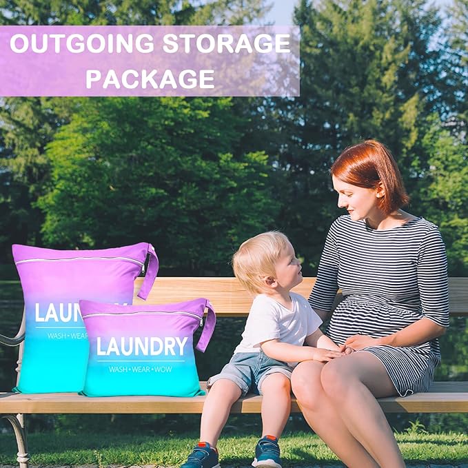 2 Pcs Large Travel Laundry Bag Waterproof Wet Dry Bag Washable Dirty Clothes Bag Bathing Suit Workout Bag for Gym Clothes Laundry Wet Clothes Swimming Yoga