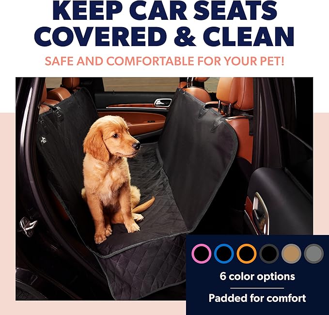 Active Pets Beige XL Dog Car Hammock Back Seat Cover, Waterproof Backseat Cover Protector for Truck Bench Rear of Sedans or SUVs, Essential Pet Supplies Vacuum or Wipe Clean, Machine Washable