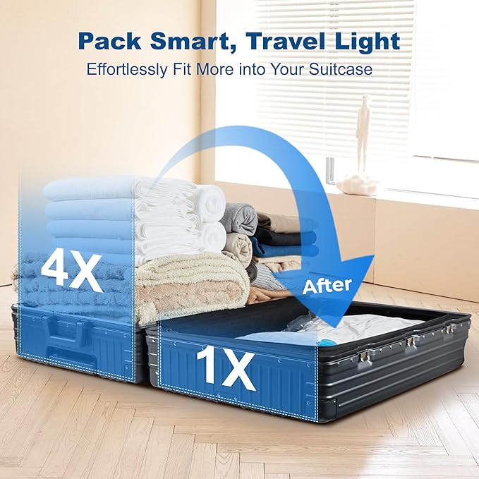 HOUSE DAY 22 Pack Vacuum Seal Bags For Clothing Travel, 80% Space Saving Travel Vacuum Bags with Electric Pump, Vacuum Storage Bags For Clothes, Comforters, Blankets, Moving, Storage & Organization