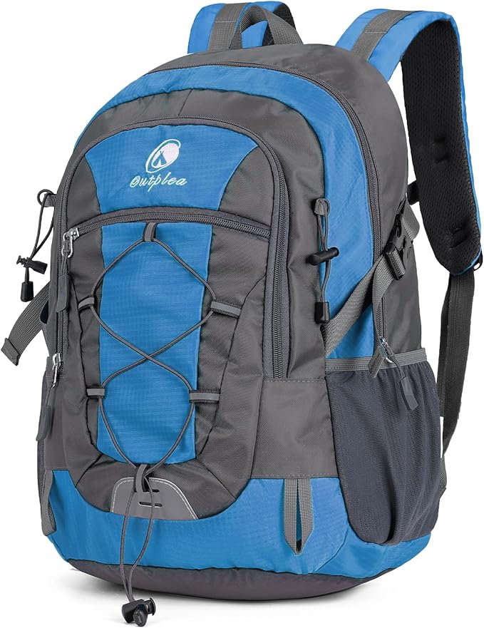 25L Small Hiking Backpack Daypack for Men Women, Waterproof Outdoor Backpack with Chest Strap for Camping, Lake Blue