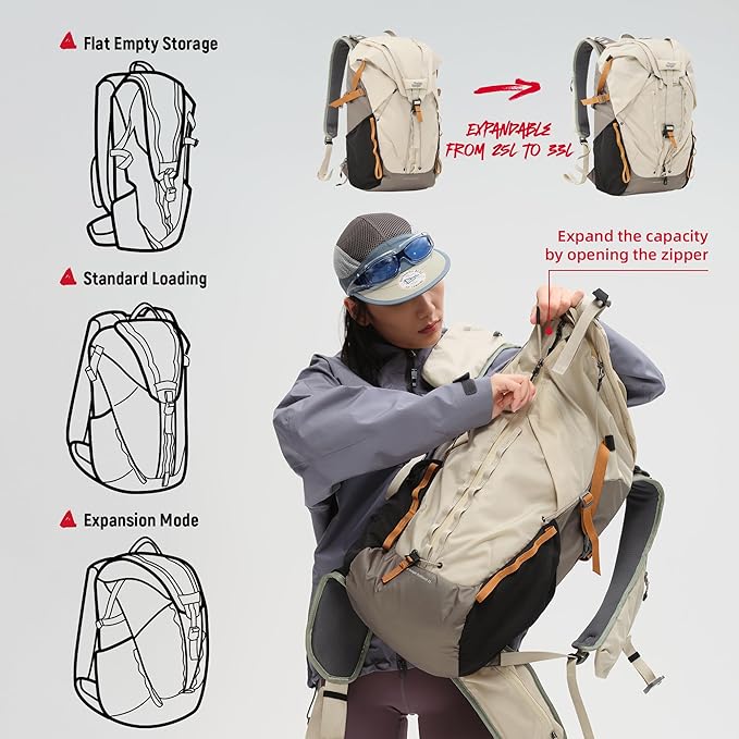 VSGO Pocket Ranger Expandable 35-43L Photography & Outdoor Backpack – Lightweight Camera Bag for Hiking, Mountaineering, Travel