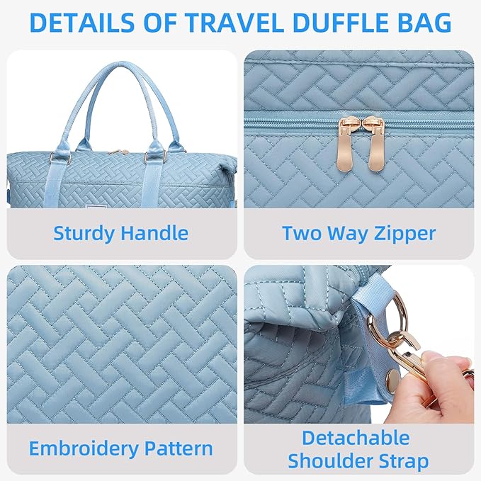 Duffle Bag for Travel, Weekender Bag with Shoe Compartment, Carry On Overnight Bag for Women with Toiletry Bag, Gym Bag with Wet Pocket, Hospital Bags for Labor and Delivery Beige