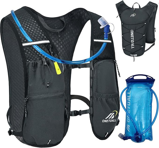 Running Vest for Women & Men, 6L Hydration Backpack with 2L Water Bladder, Lightweight Water Backpack for Trail Running, Marathon, Hiking, Cycling, Jogging, Adjustable Fit